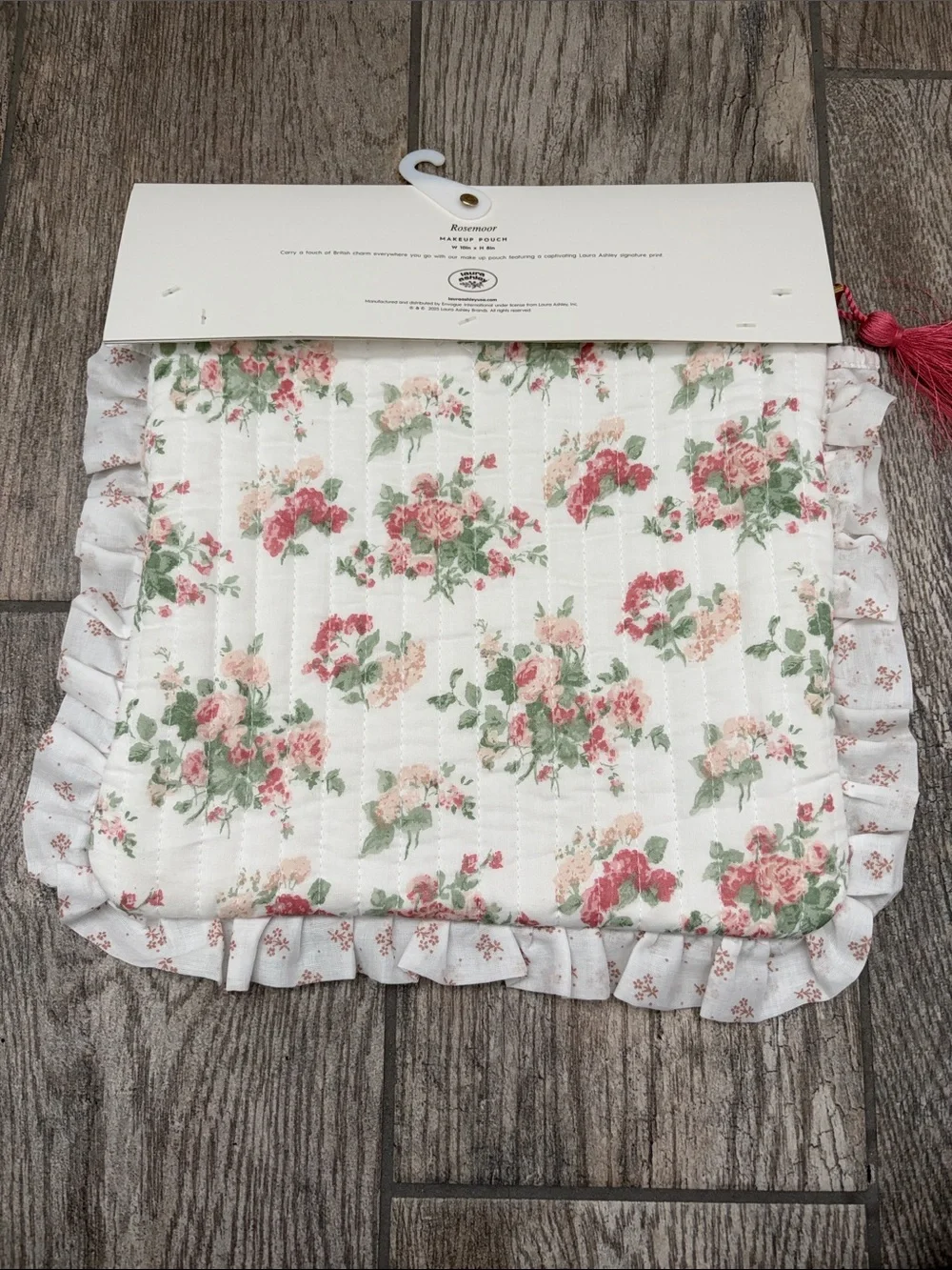 Laura Ashley Floral Quilted Makeup Zipper Pouch ROSEMOOR 10” x 8”